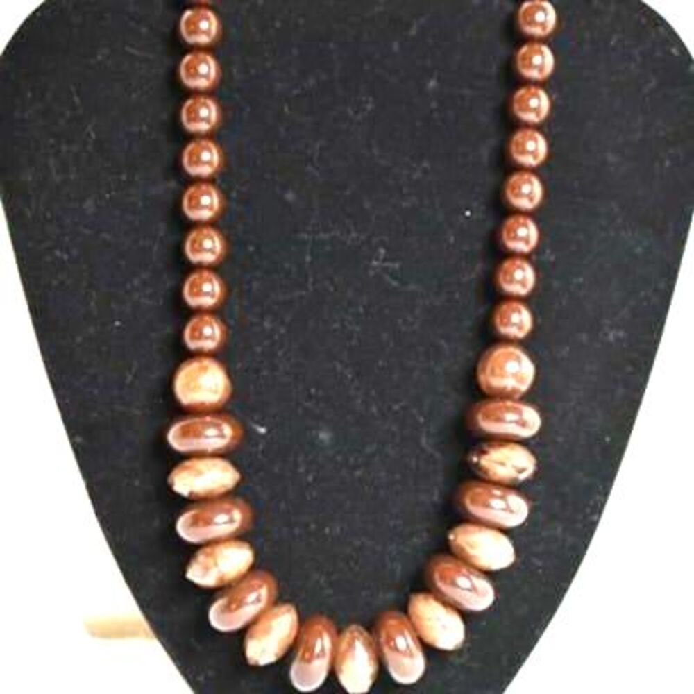 Chunky Candy Shades Of Brown Graduated Beaded Boho Statement 20" Necklace